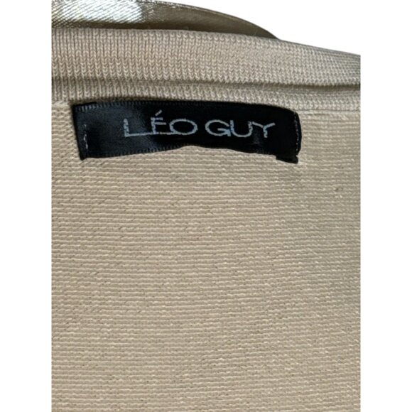 Leo Guy Size M Color Tan Sleeveless evening Top  Intricate Silver Rhine Stone - Picture 7 of 10